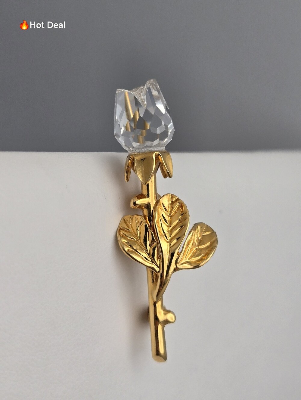 Swarovski Rose Tulip Brooch Gold Plated Crystal Flower Pin 1.75" Memories